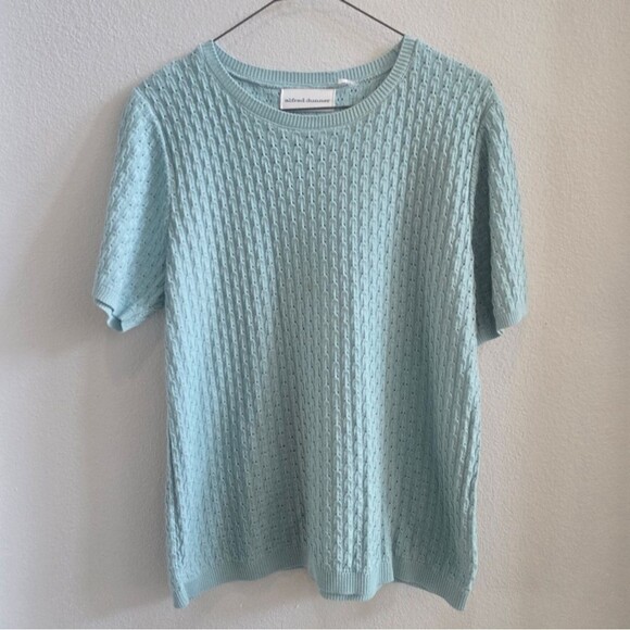 Alfred Dunner mossy green short sleeved sweater size large - Picture 1 of 3